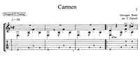 Guitar sheet music for Carmen, arranged by T. Farrell